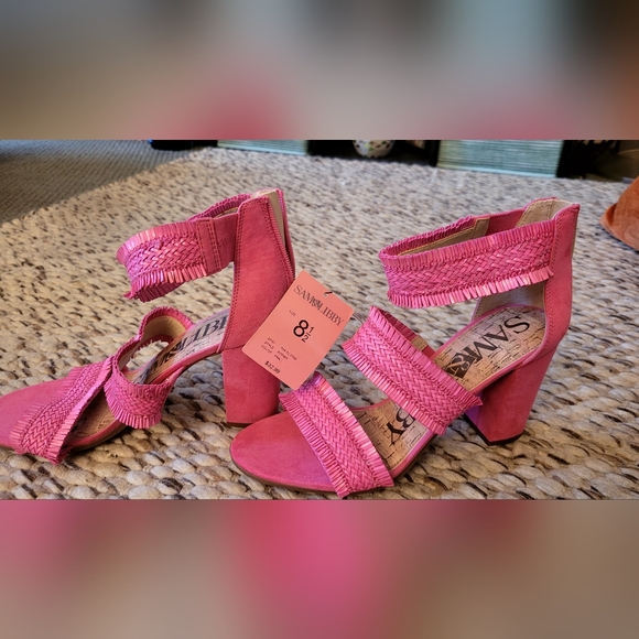 Sam & Libby rattan heels, 8.5, pink - Picture 2 of 3